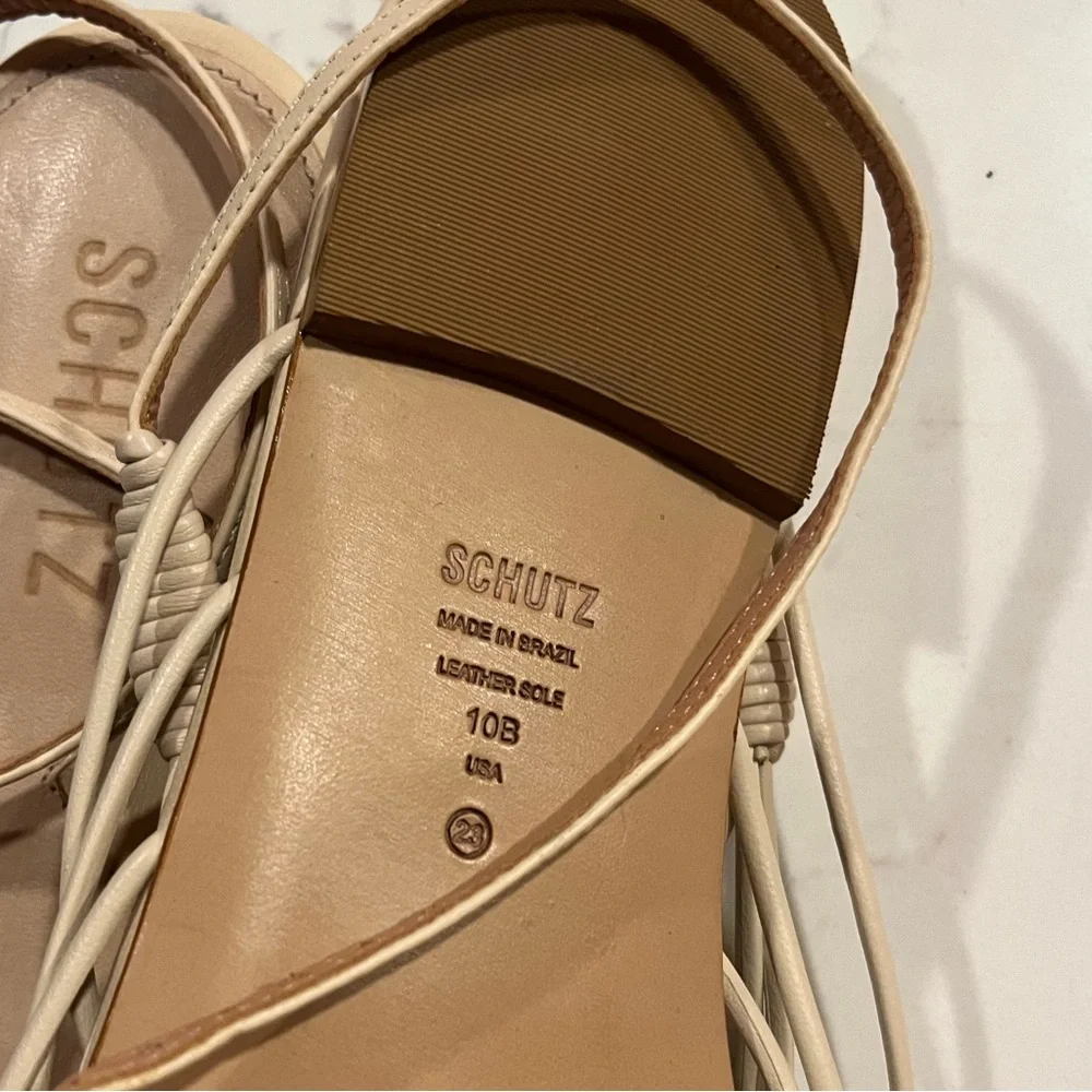 New Bone Leather Schutz Tinah woven flat sandals Size 10 - Picture 5 of 6